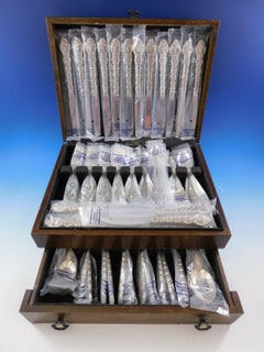 King Louis International Sterling Silver Flatware Service Set 101 Pcs Dinner New
