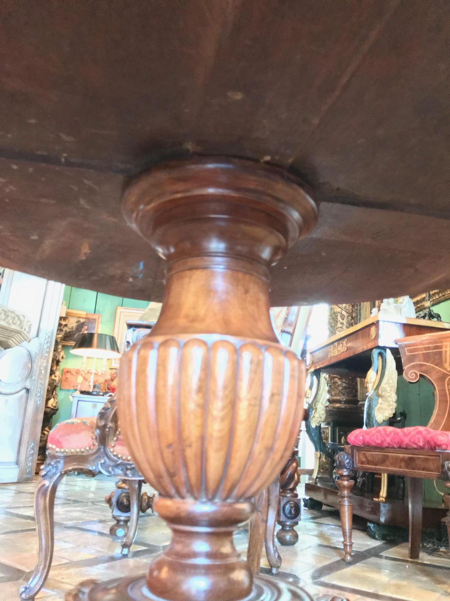 Hand-Carved King Louis Philippe Period Marble-Top Center hall entrance Table Gueridon  19th For Sale