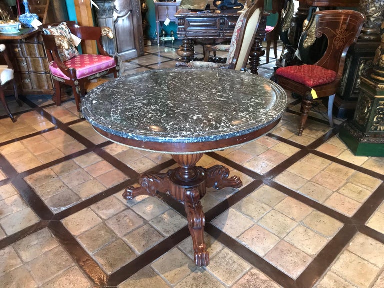 Mahogany King Louis Philippe Period Marble-Top Center hall entrance Table Gueridon  19th For Sale