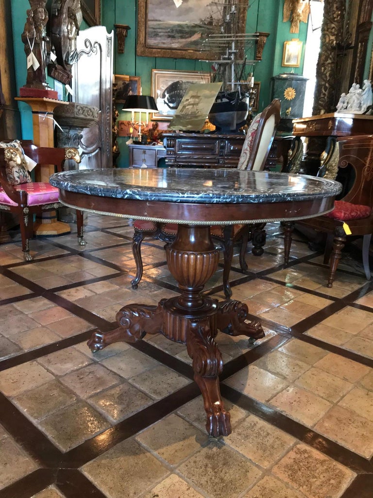 King Louis Philippe Period Marble-Top Center hall entrance Table Gueridon  19th For Sale 1
