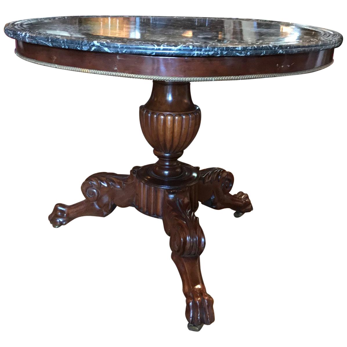King Louis Philippe Period Marble-Top Center hall entrance Table Gueridon  19th