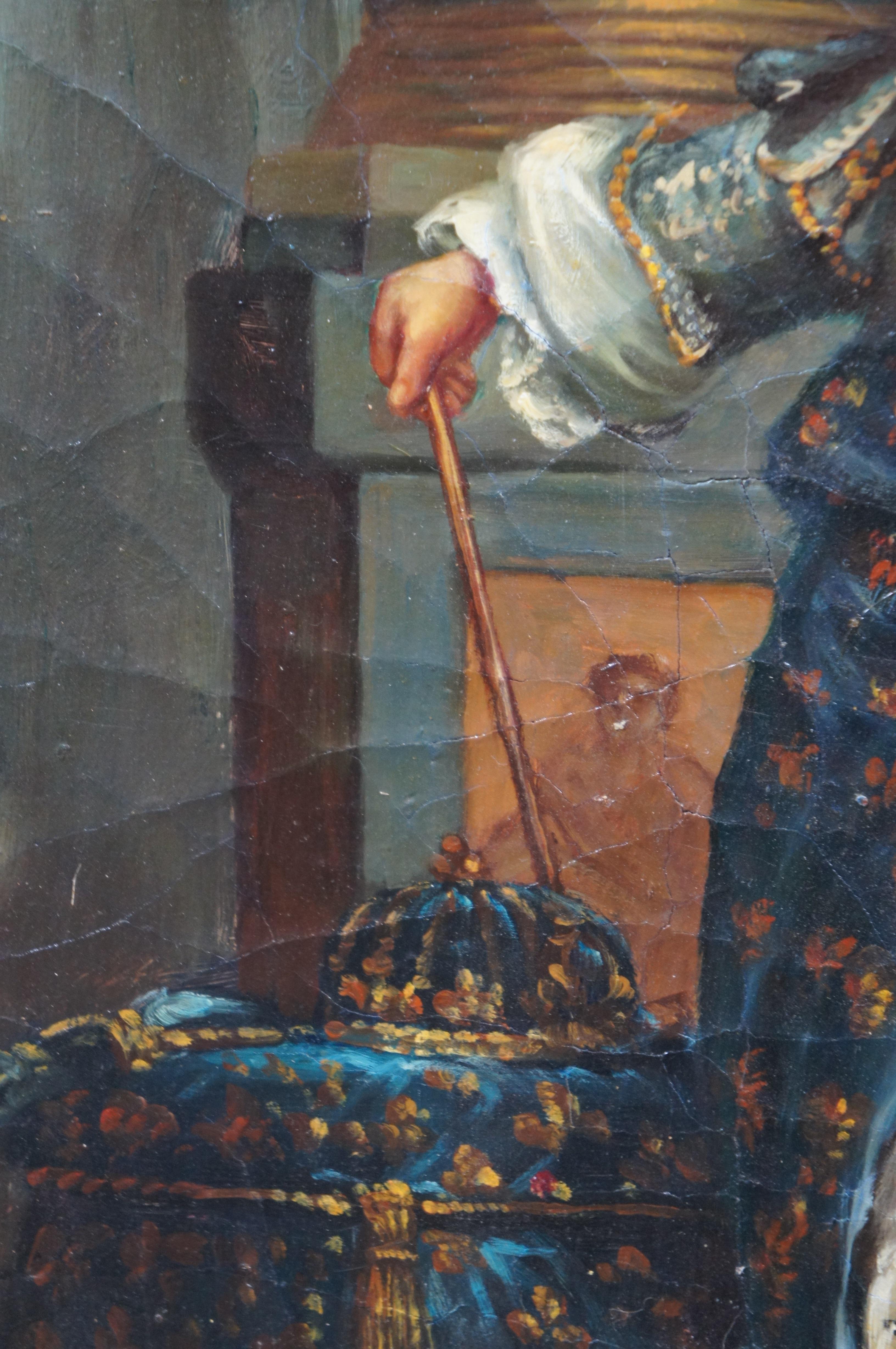 Retrato al óleo del rey Luis XIV con vestiduras reales según Hyacinthe Rigaud 30