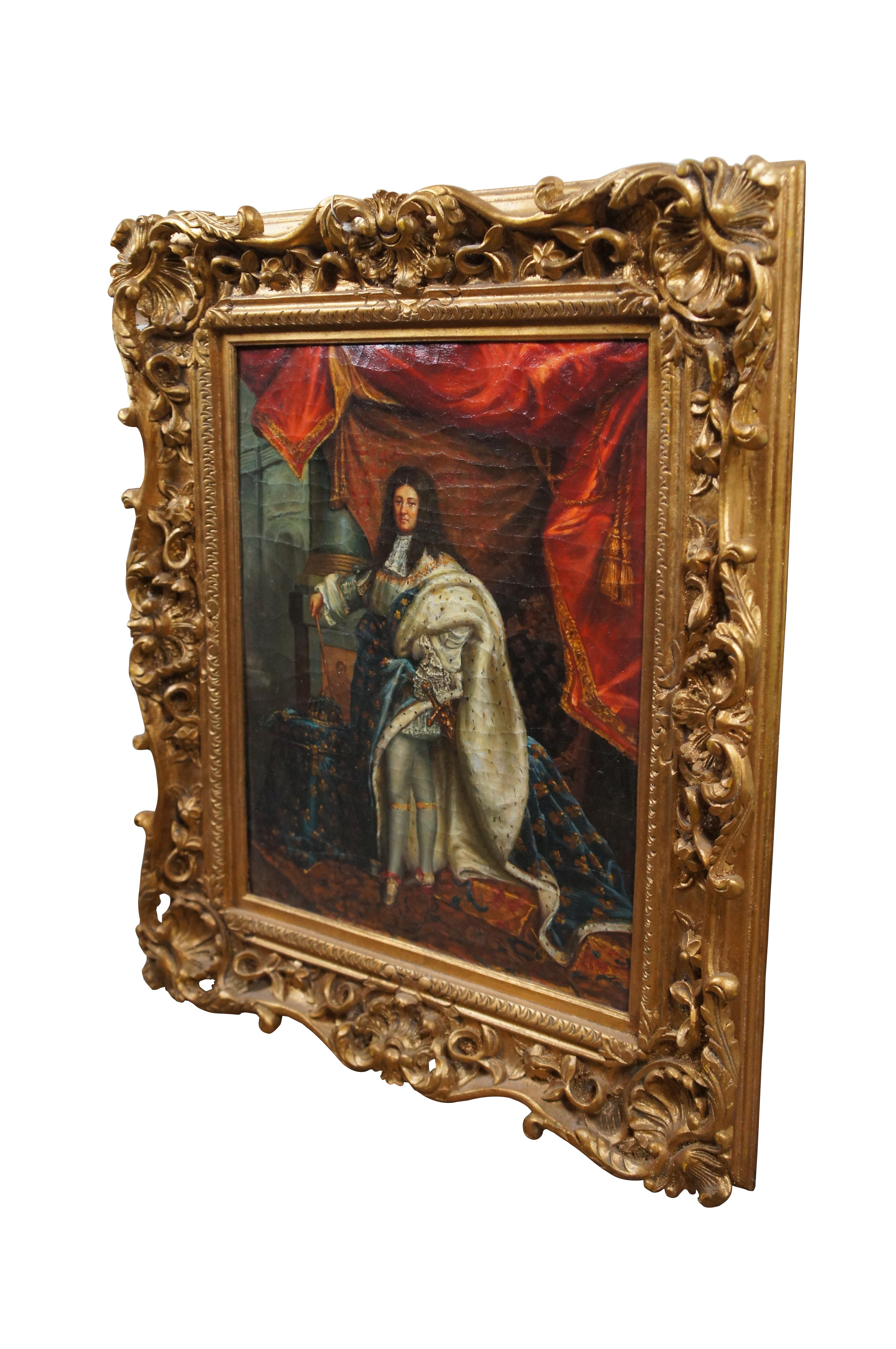 Retrato al óleo del rey Luis XIV con vestiduras reales según Hyacinthe Rigaud 30