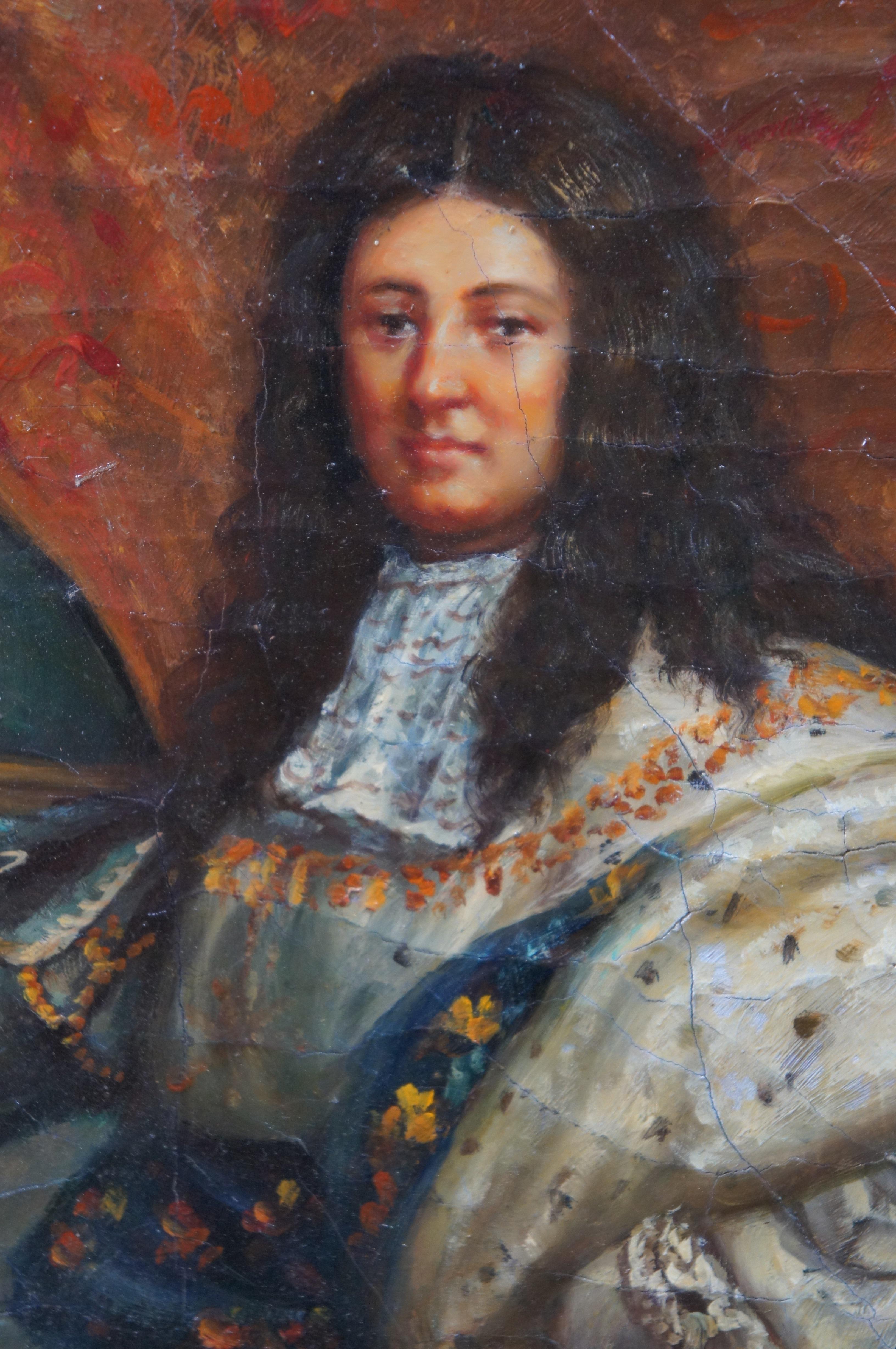 Retrato al óleo del rey Luis XIV con vestiduras reales según Hyacinthe Rigaud 30