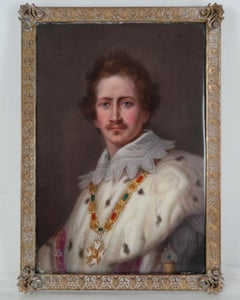König Ludwig I. und Gräfin von Bayern Porzellanplaketten