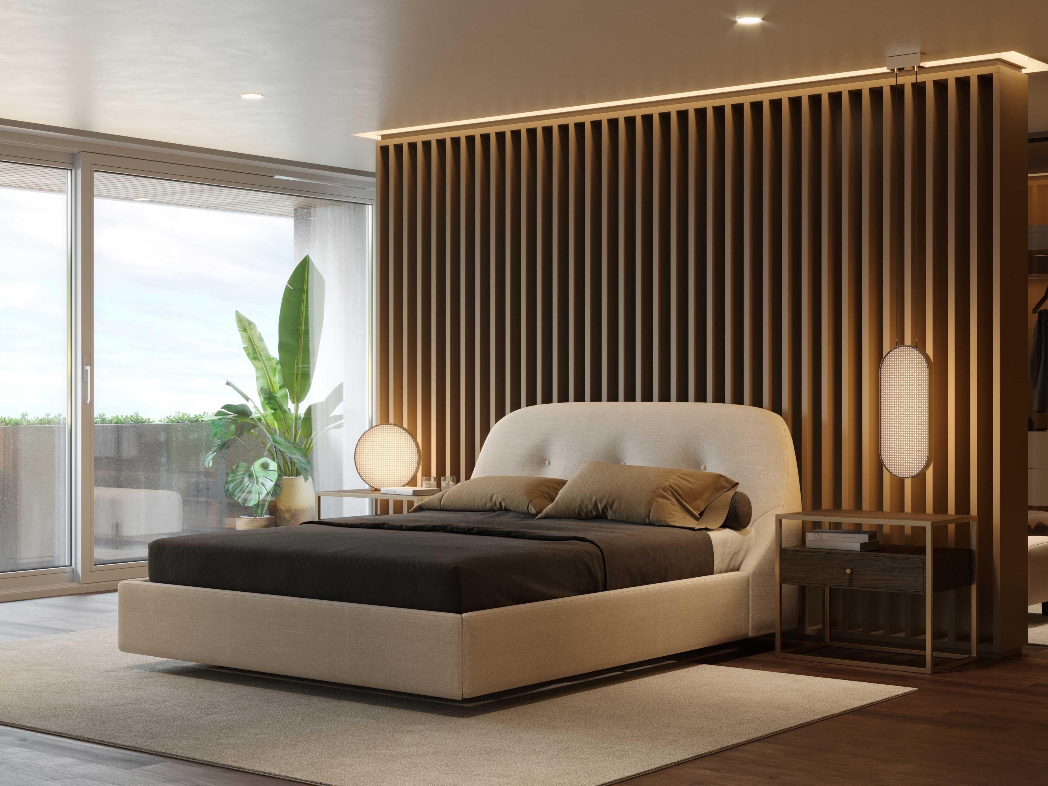 Textile Lit King mi-siècle moderne en textile, fabriqué à la main par Stylish Club en vente