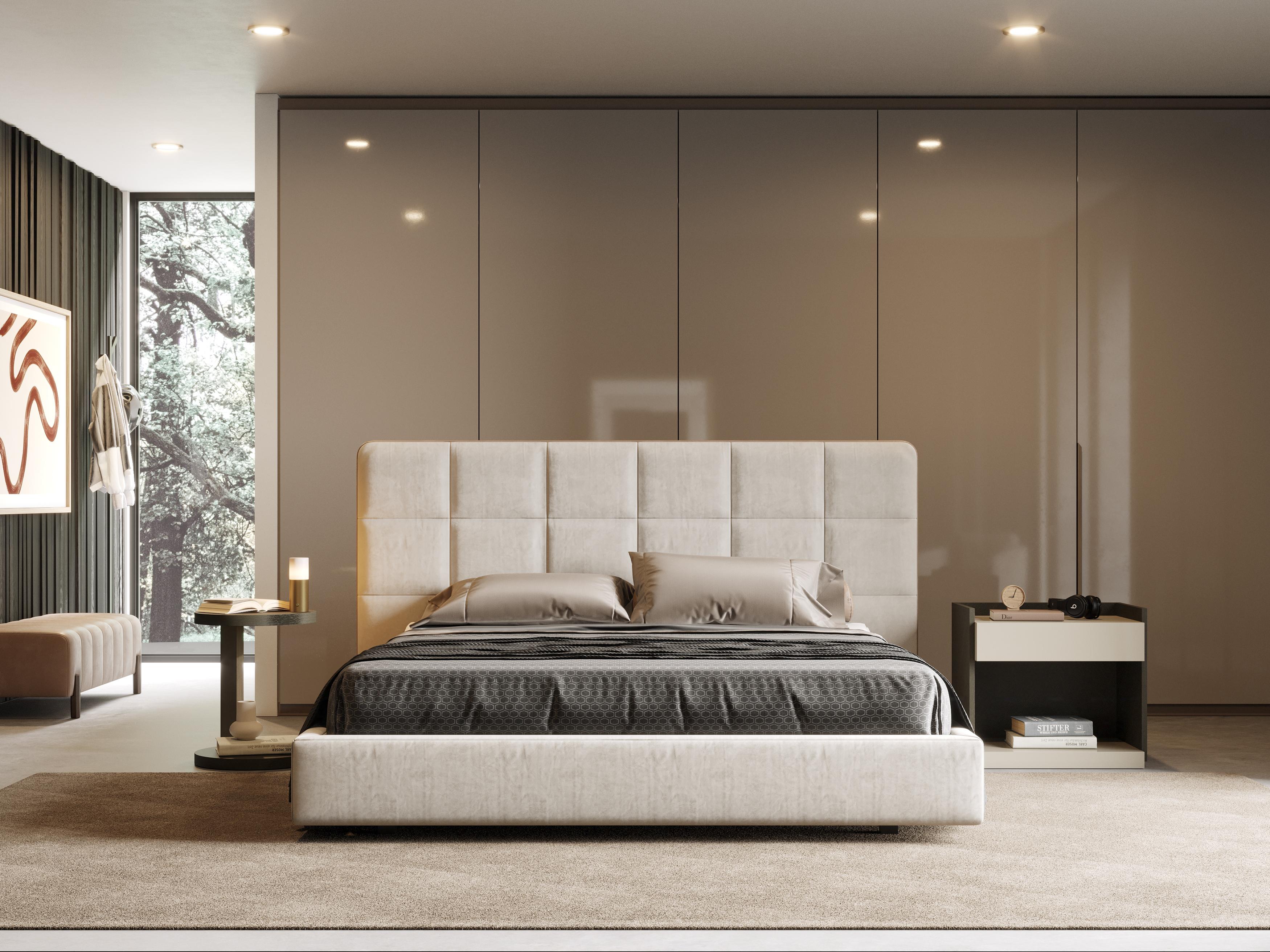 King Modern Madrid Bed Made with Velvet and Leather, Handmade by Stylish Club In New Condition For Sale In Seroa, PT