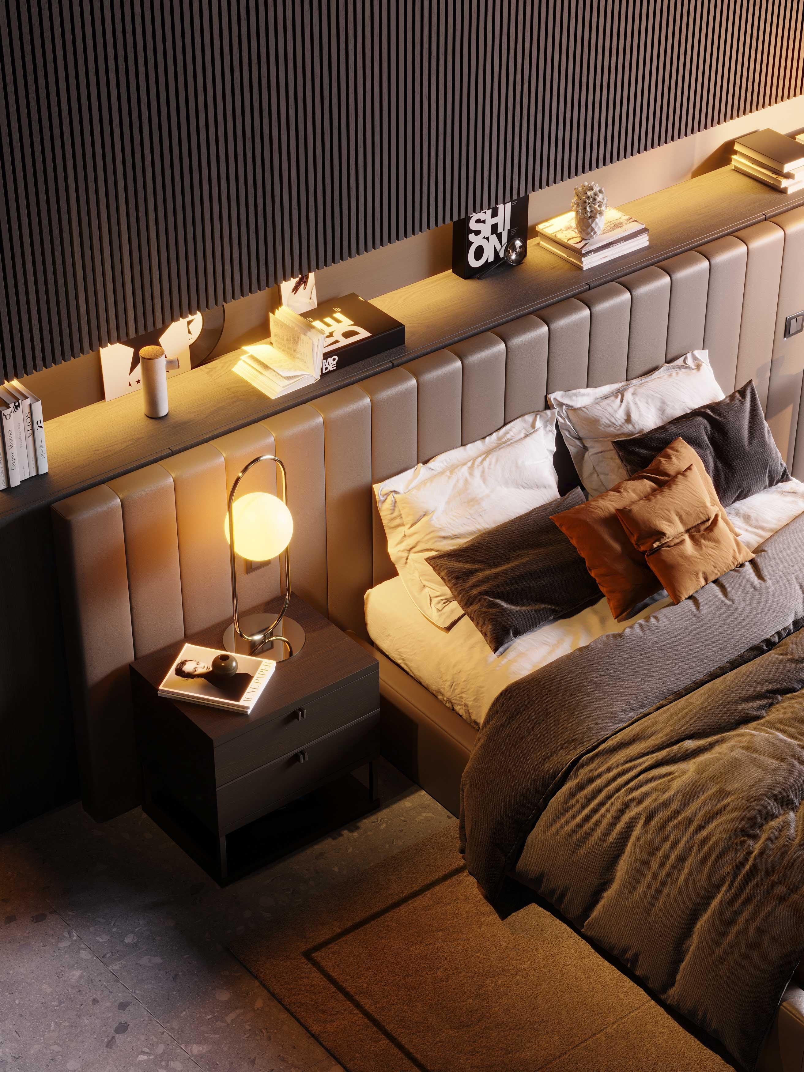 Modernes Mailänder King-Bett aus Wildleder, handgefertigt von Stylish Club (Handgefertigt) im Angebot