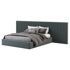 Letto King Modern Milan in pelle scamosciata, realizzato a mano da Stylish Club