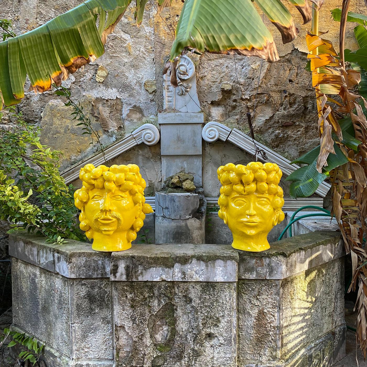Italian King Of Country Of Lemons Yellow Head Vase For Sale