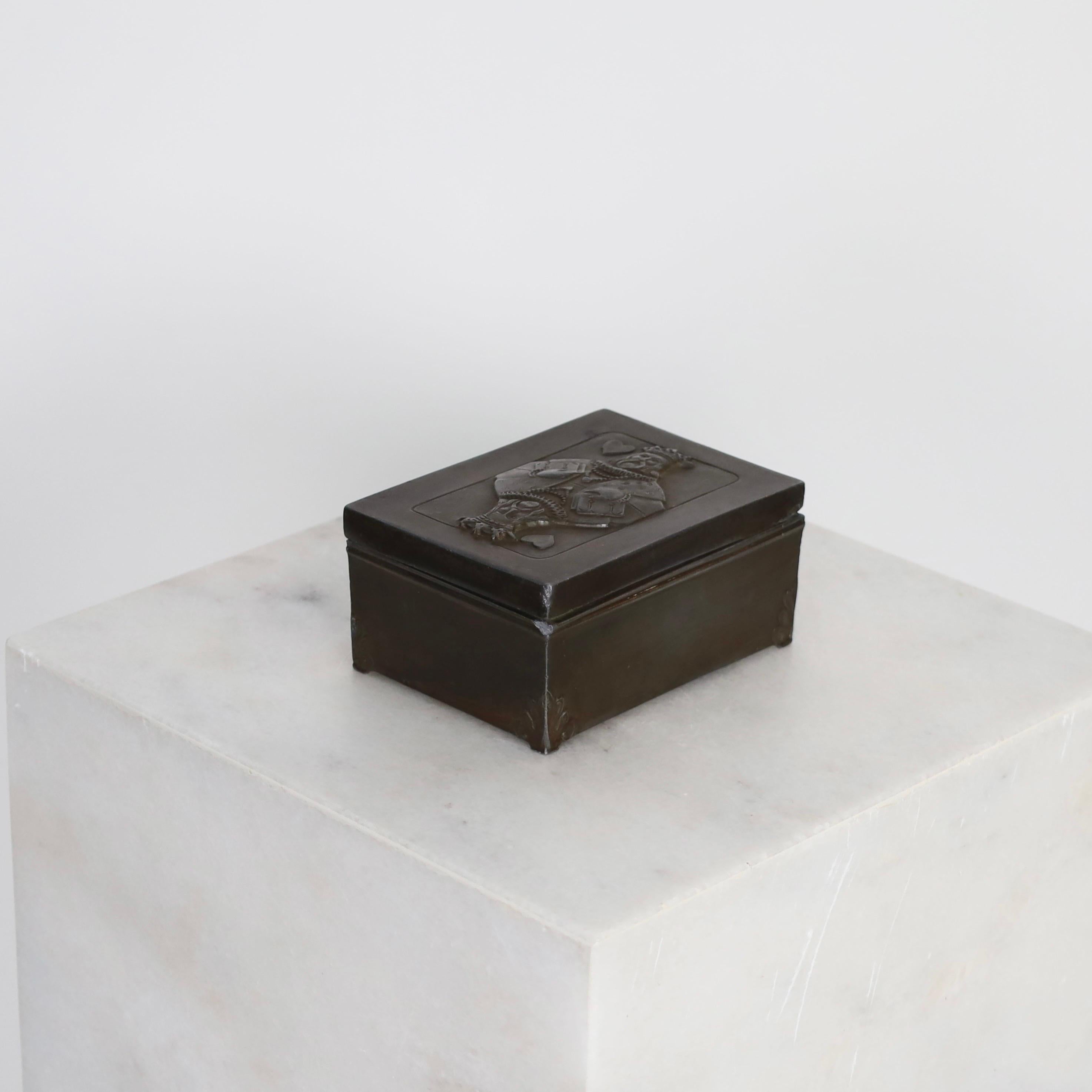 King of Hearts Card Box designed by Just Andersen, 1920s, Denmark For Sale 6