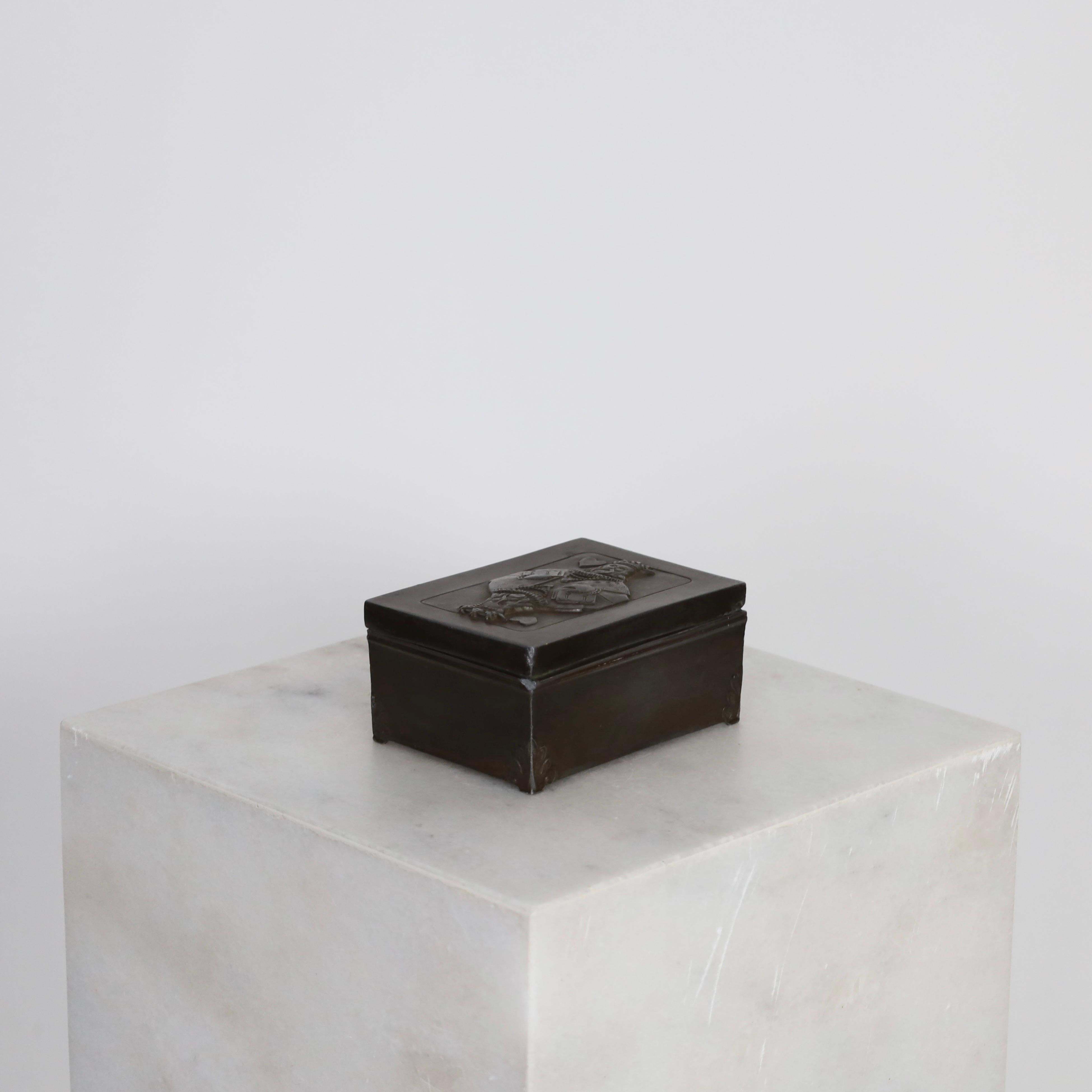 Early 20th Century King of Hearts Card Box designed by Just Andersen, 1920s, Denmark For Sale