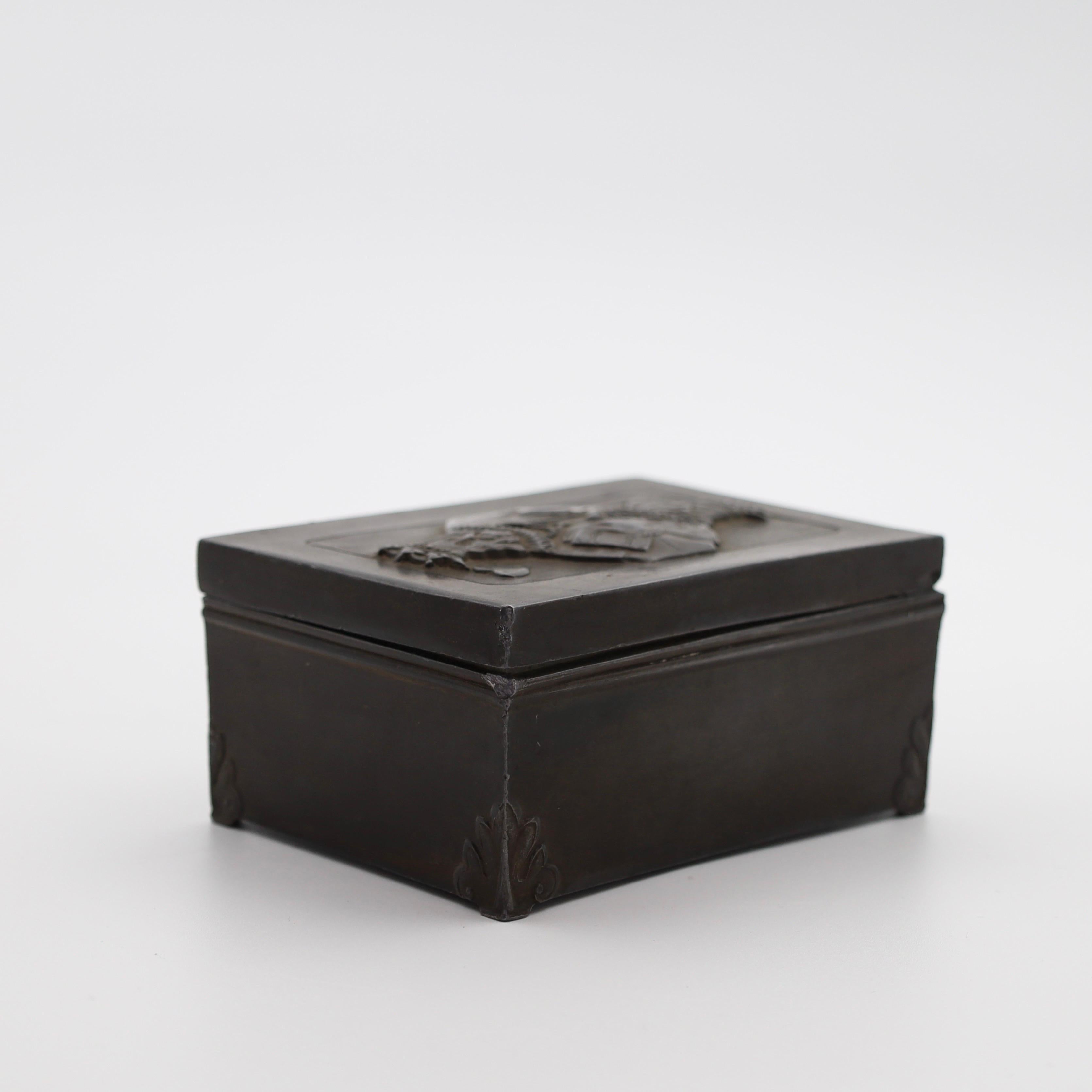 King of Hearts Card Box designed by Just Andersen, 1920s, Denmark For Sale 1