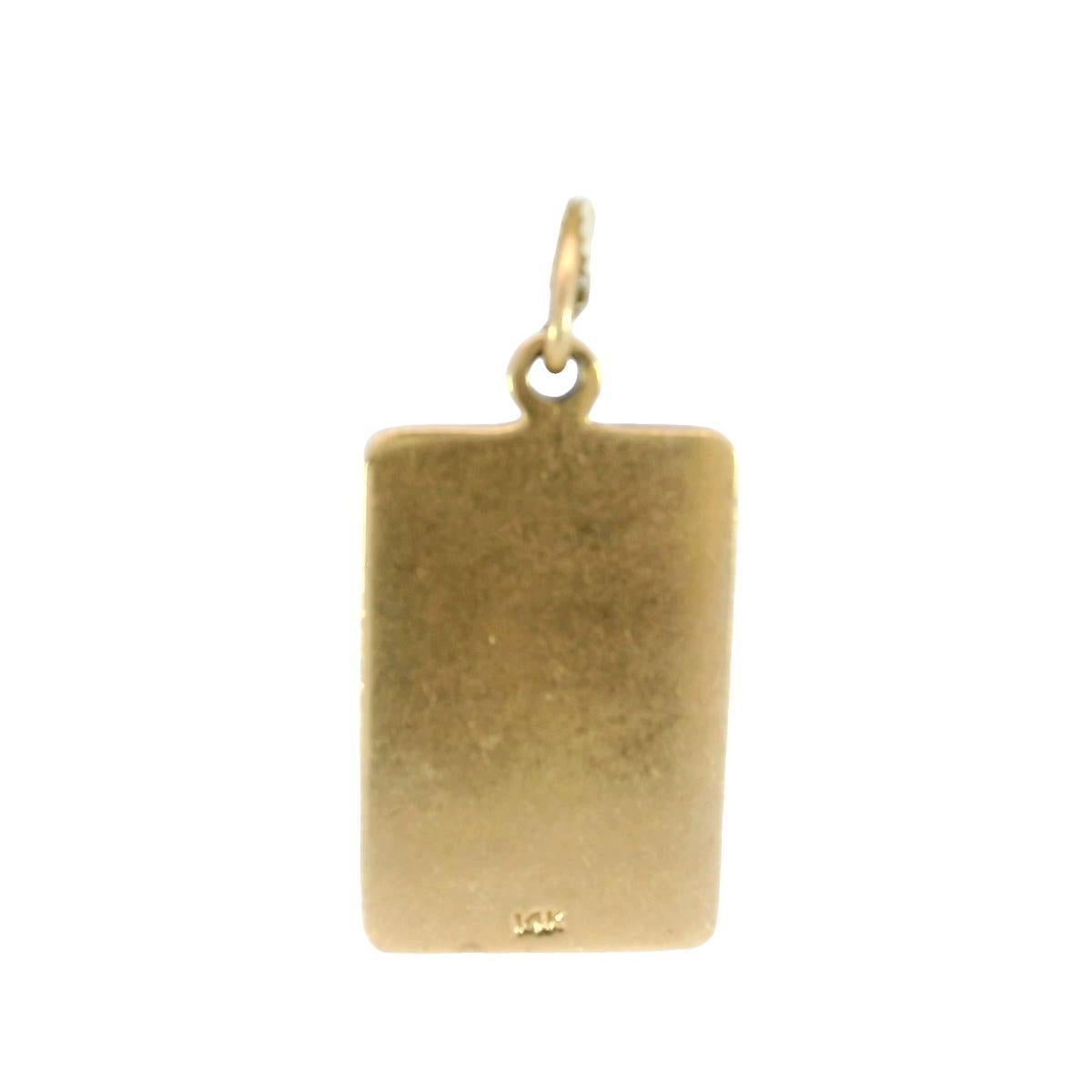 Modern King of Hearts Charm Pendant 14K Yellow Gold Enamel King Card Vintage