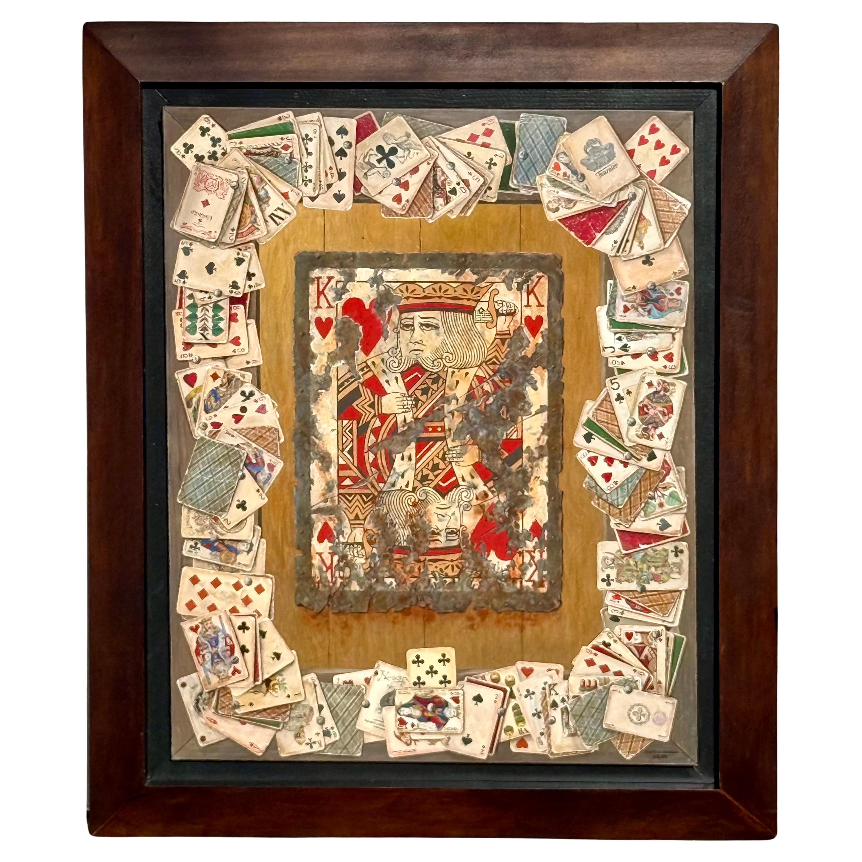 "King of Hearts" Playing Cards Trompe L
Oeil Painting by Elena and Michel Gran