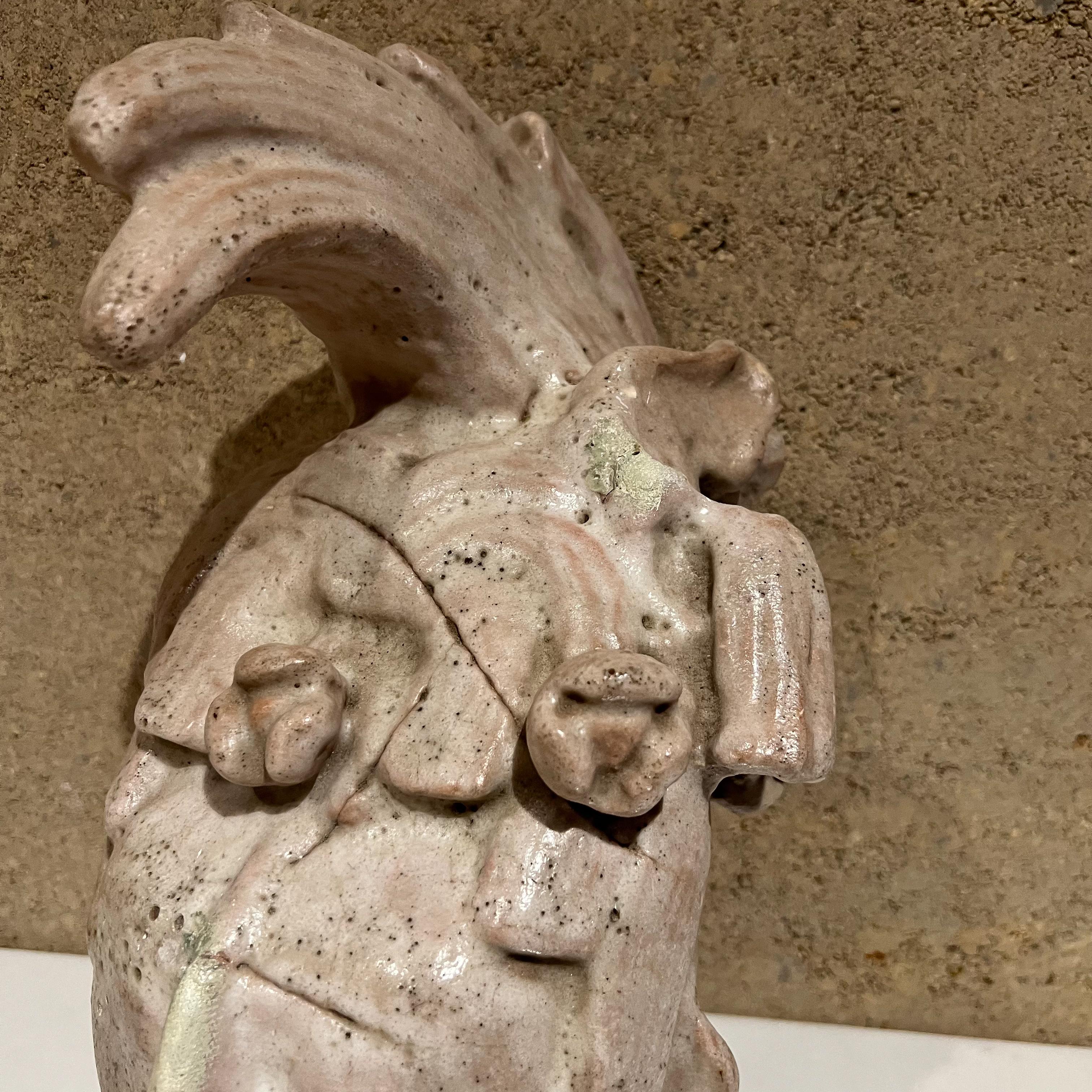 King Pacal Aztec Art Mayan Head Sculpture Ceramic Pottery 1970s Mexico 1