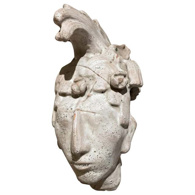 Mayan King Lord Pacal in Cast Silver and Aluminum on Marble Socle For ...