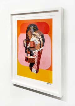 "Arancione Rosso Rosa Giallo - Songye" Opera contemporanea africana a tecnica mista su carta