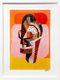 "Arancione Rosso Rosa Giallo - Songye" Opera contemporanea africana a tecnica mista su carta