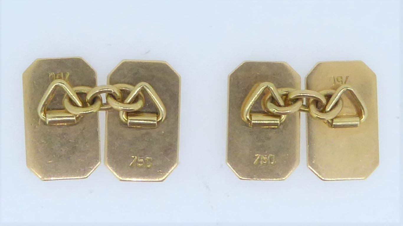 King Paul of Greece 18 Carat Yellow Gold Presentation Panel Cufflinks In Good Condition In London, GB