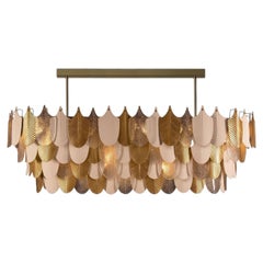 Lampadario ovale King Peacock dorato/trasparente/bianco