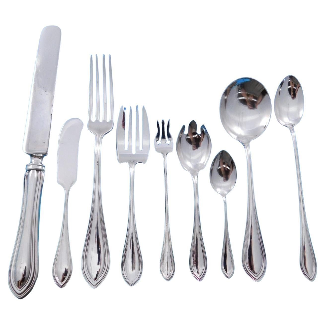 King Philip by Watson Sterling Silver Flatware Service for 6 Set 56 pcs Dinner For Sale