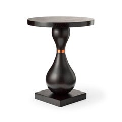 King Pin Occasional Table in Oak or Walnut with Machined Metal Collar