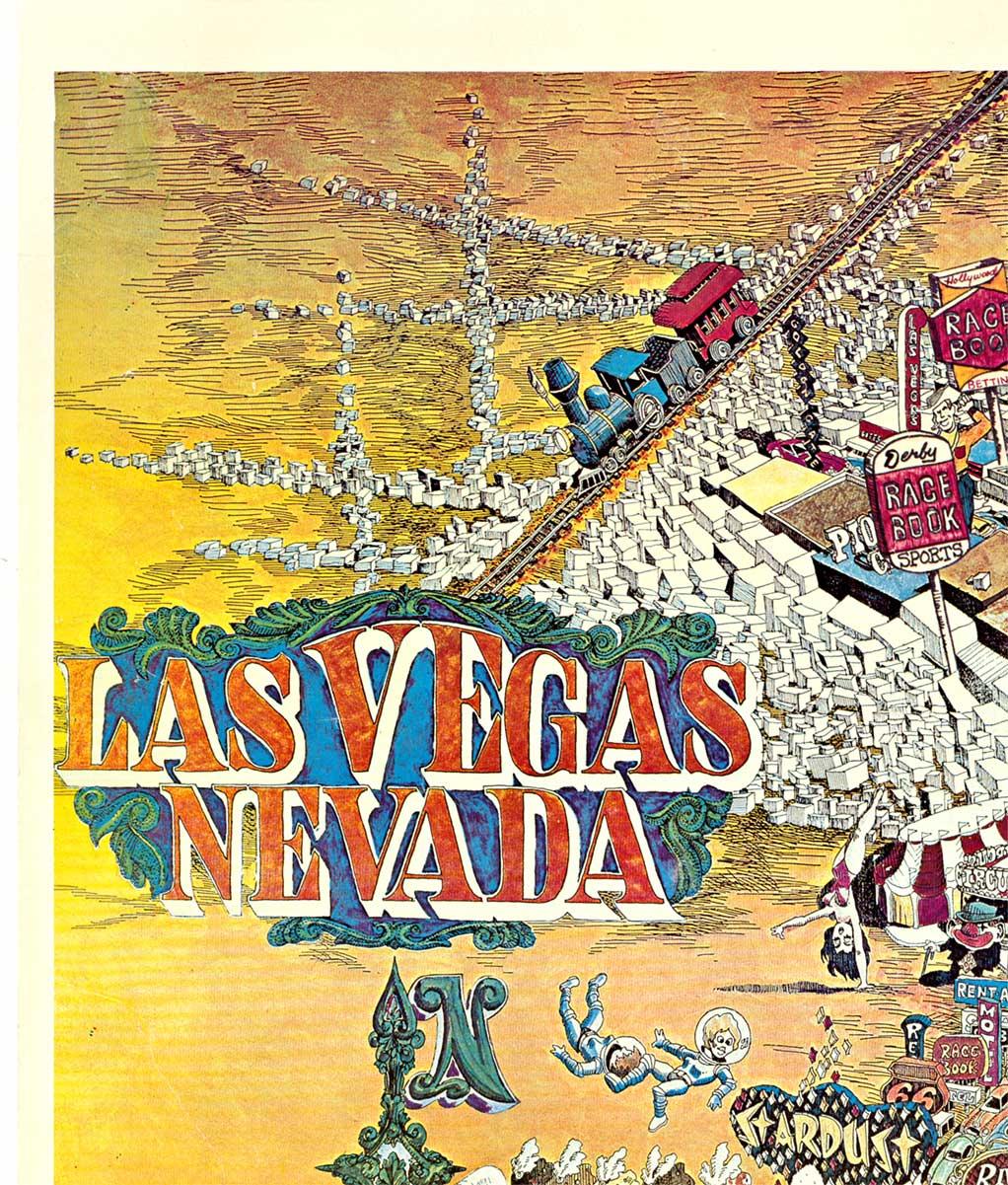 Originale mappa di Las Vegas, poster di viaggio vintage degli anni '1970 - Print di King