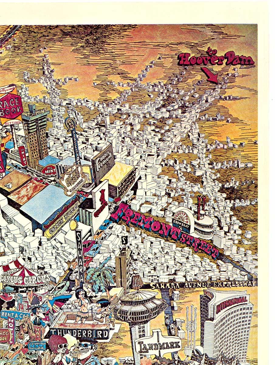Originale mappa di Las Vegas, poster di viaggio vintage degli anni '1970 - Print American Modern di King