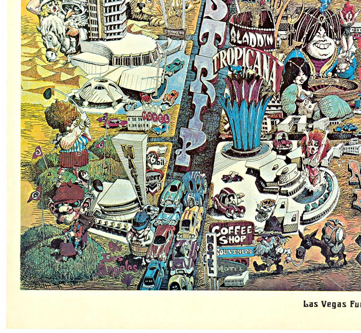 Originale mappa di Las Vegas, poster di viaggio vintage degli anni '1970 in vendita 1