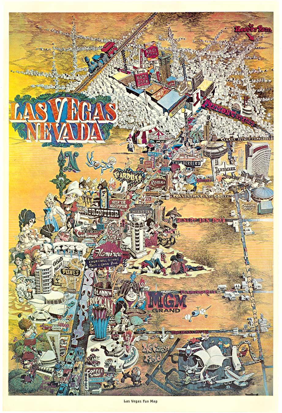 King Figurative Print - Original Las Vegas Fun Map vintage 1960s travel poster