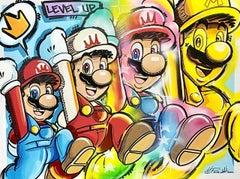 Zeitgenössisches, von der Popkultur inspiriertes Acrylgemälde "Level Up"