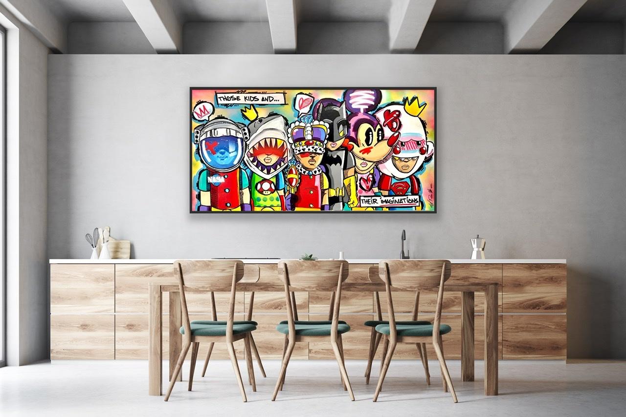 Those Kids & Their Imagination - Contemporary Painting by King Redd