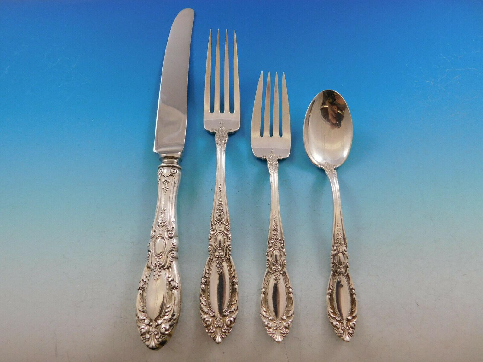 King Richard by Towle Sterling Silver Flatware Set 12 Service 60 Pcs Dinner Size In Excellent Condition For Sale In Big Bend, WI