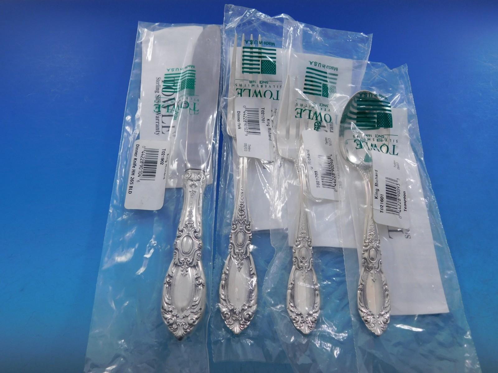 King Richard by Towle Sterling Silber Besteck Set 12 Service 65 Stück Abendessen Neu im Angebot 3