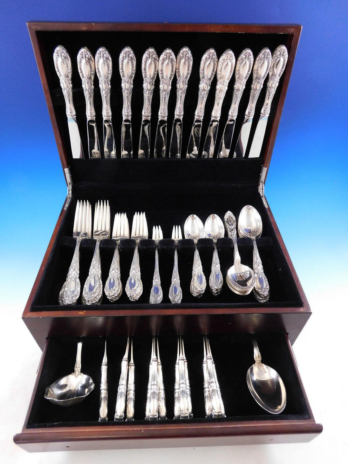 King Richard by Towle Sterling Silber Besteck Set 12 Service 87 Teile Abendessen Größe im Angebot 2