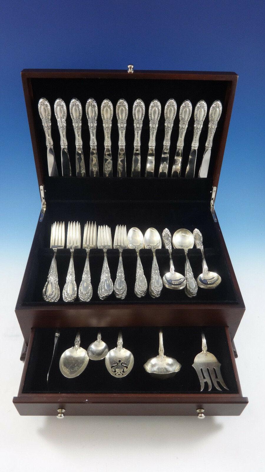 Beautiful King Richard by Towle sterling silver flatware set - 66 pieces. This set includes:

12 forks, 7 3/8
