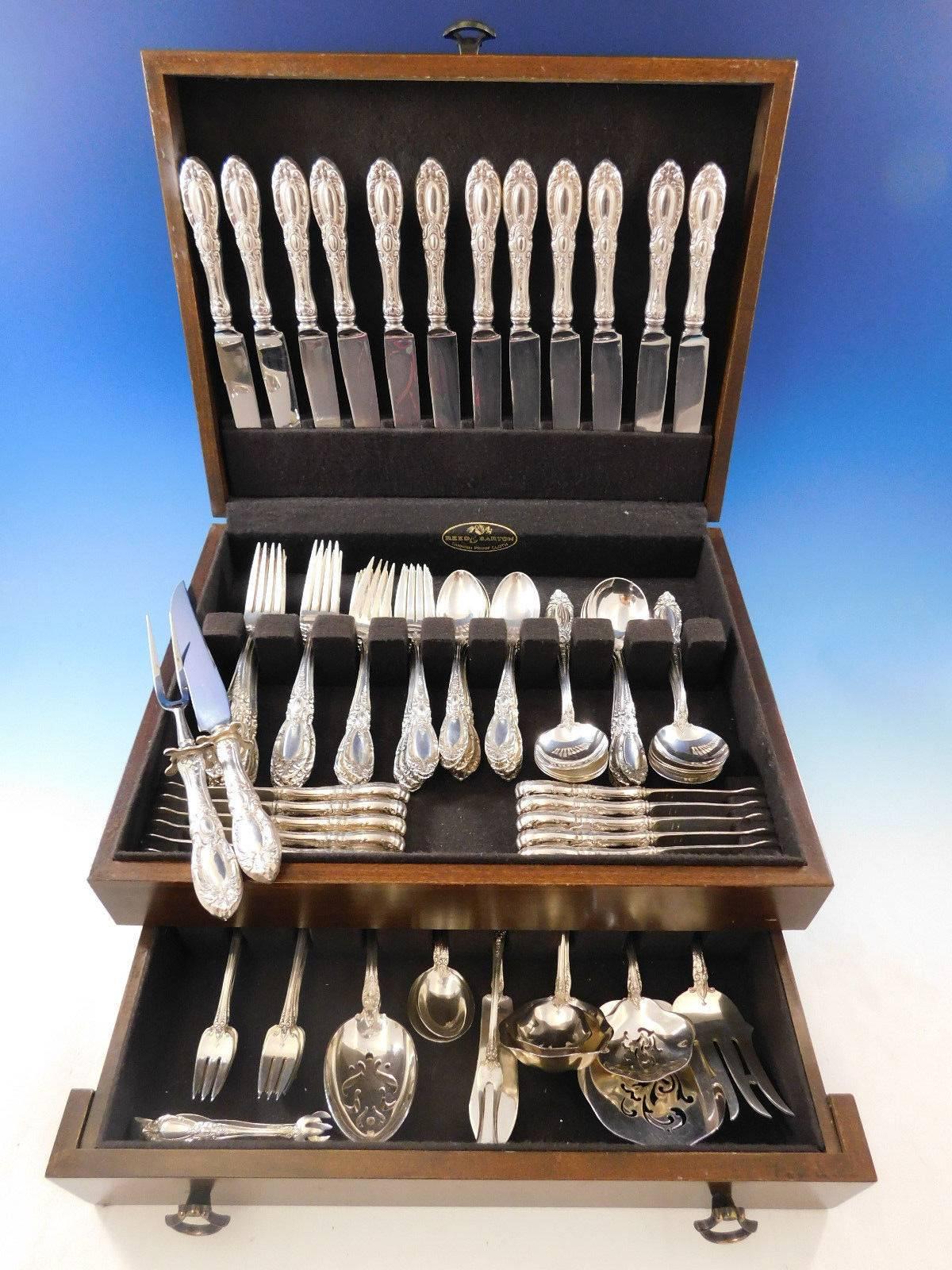 Impressive King Richard by Towle sterling silver flatware set - 98 pieces. This set includes:

12 knives, 8 7/8