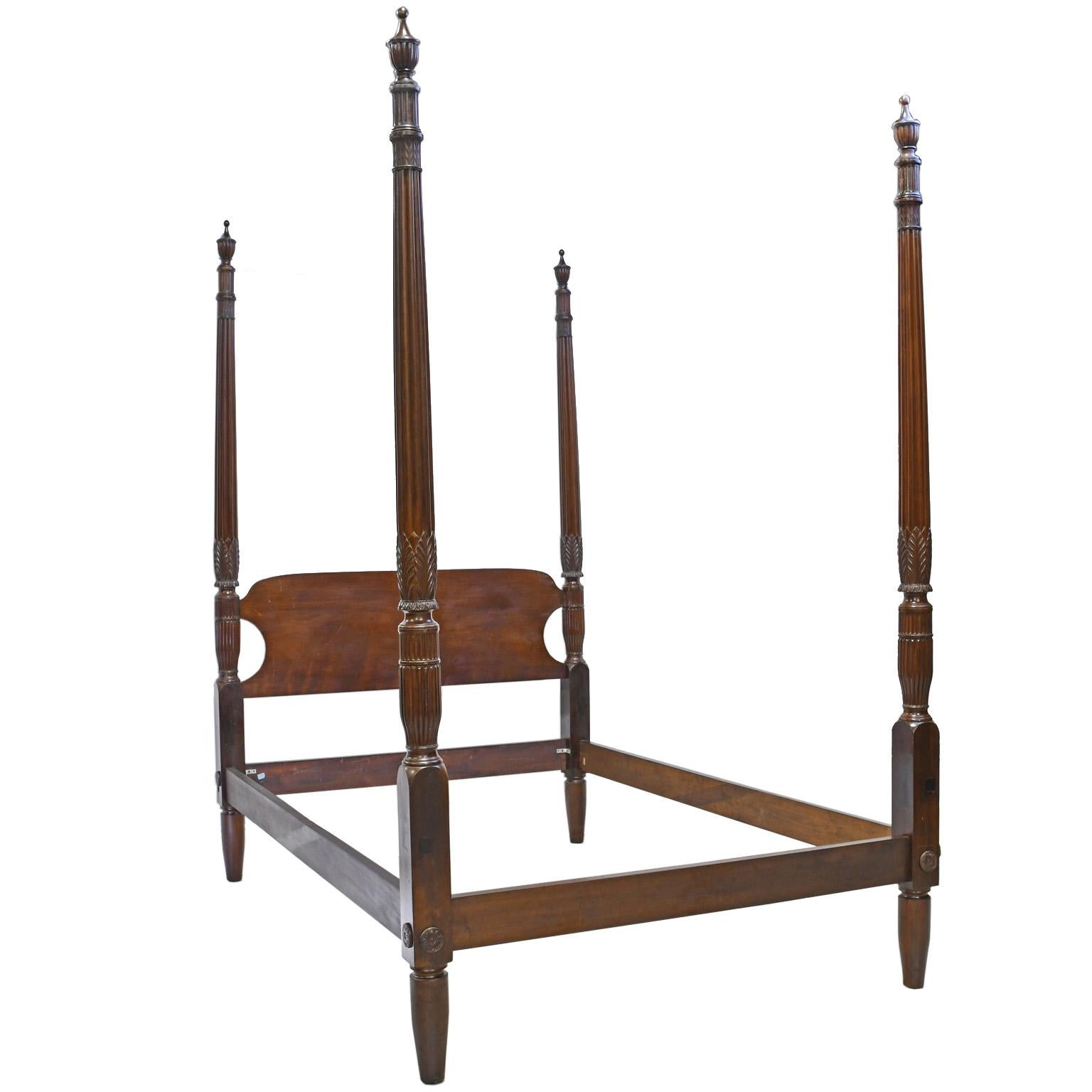King Size 4-Poster Sheraton Bed with Carved Posts, Phyfe School, c. 1815 7