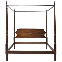 King Size 4-Poster Sheraton Bed with Carved Posts, Phyfe School, c. 1815