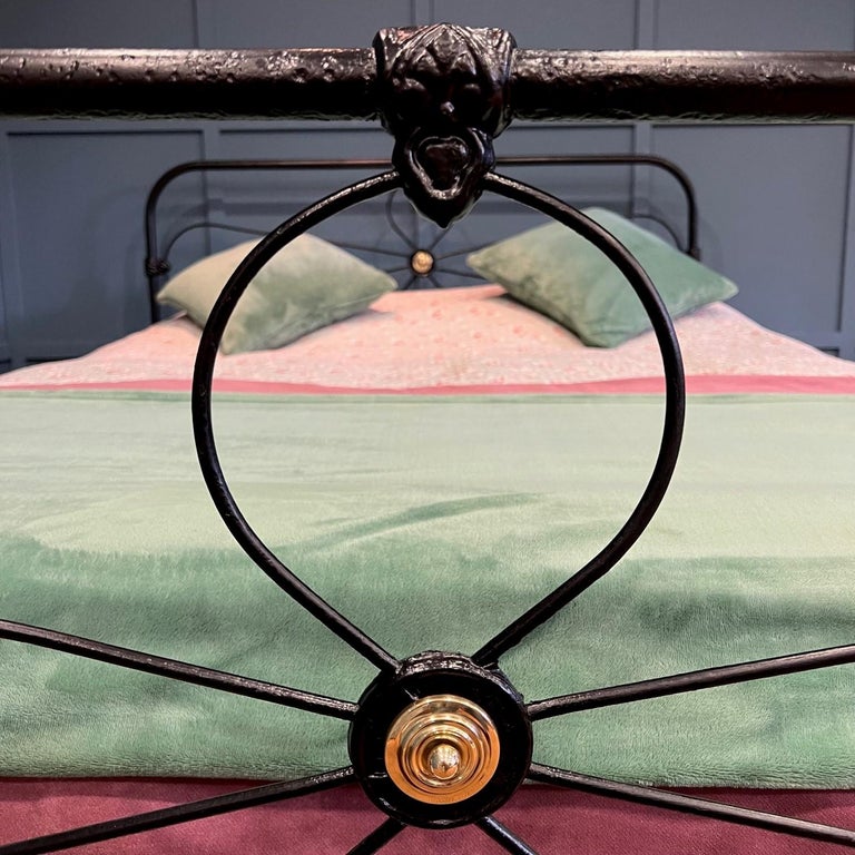 King Size 5’ Antique Black Iron Irish Cottage Bed For Sale at 1stDibs