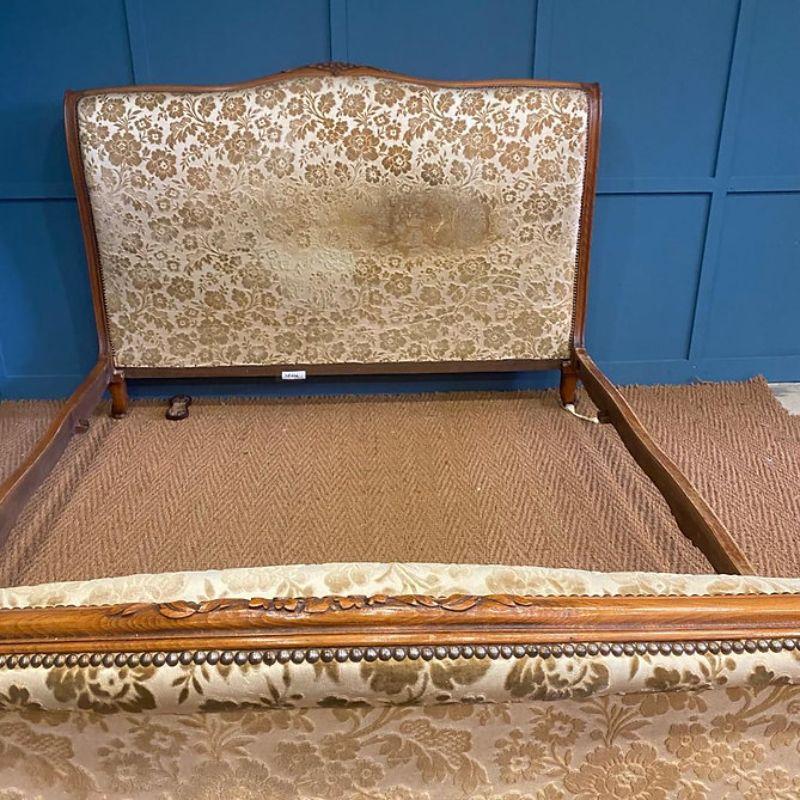 Louis XV King Size (5') Antique French Roll Top/Sleigh Upholstered Bed