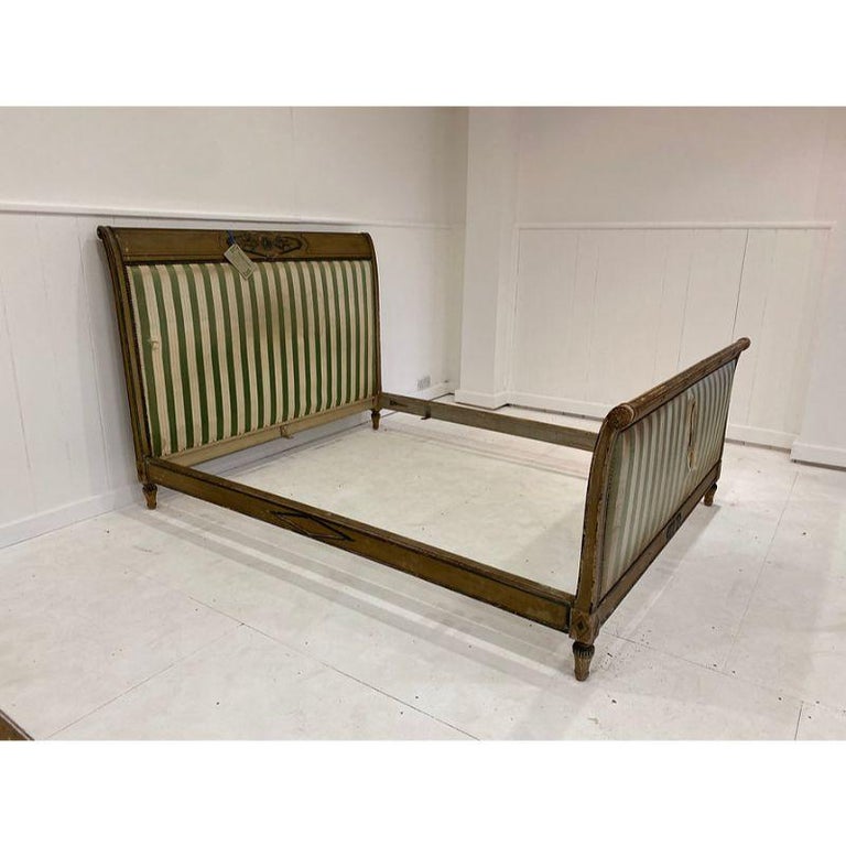 King Size (5') French Antique Directoire Style Upholstered Bed at 1stDibs