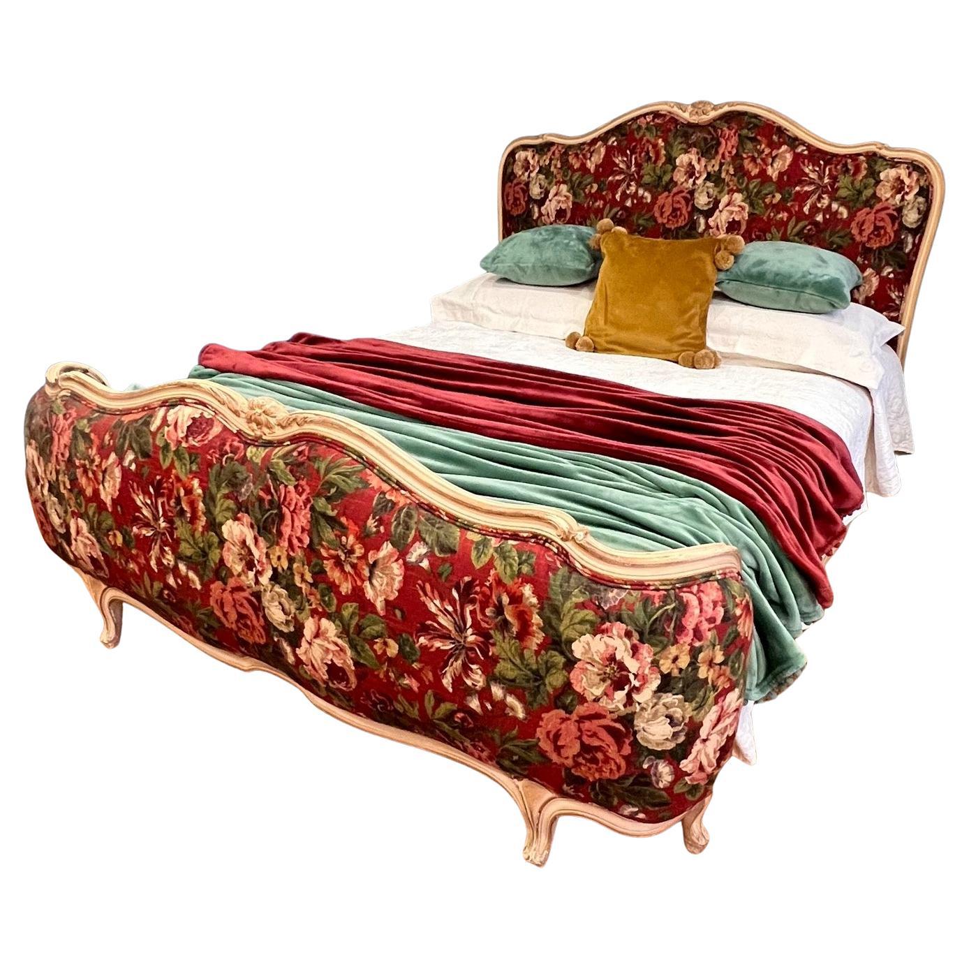 King Size, French Roll Top Upholstered Bed at 1stDibs