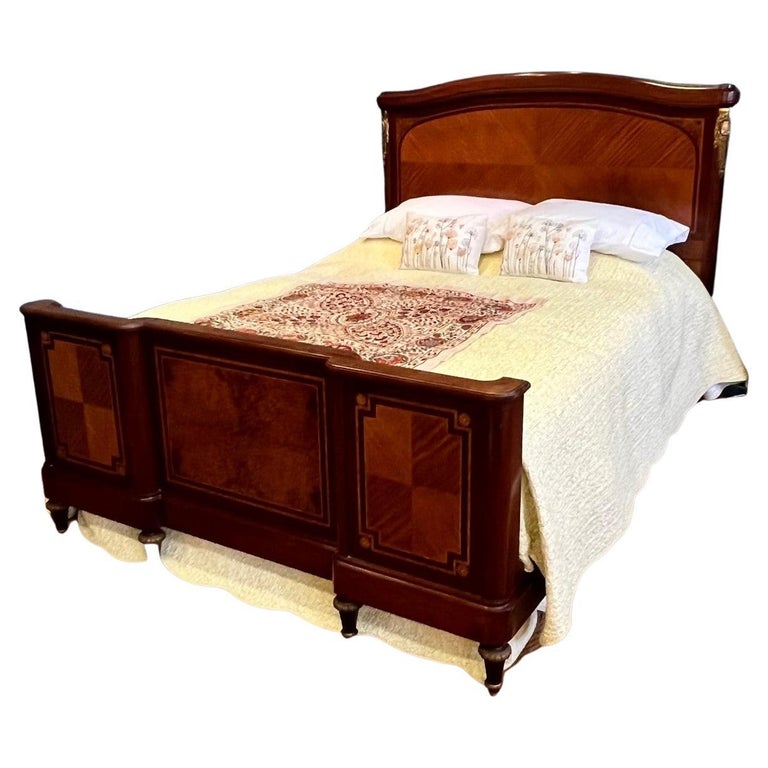 King, French Wooden Antique Bed For Sale at 1stDibs