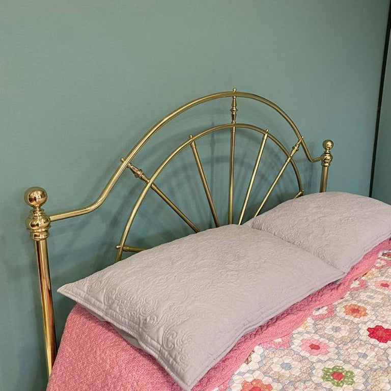 English, King Size 5' Victorian all brass bed made by Hoskins and