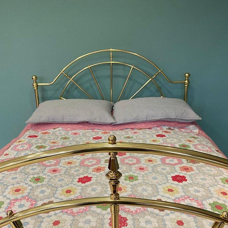 Lacquered English, King Size 5' Victorian all brass bed made by Hoskins & Sewell