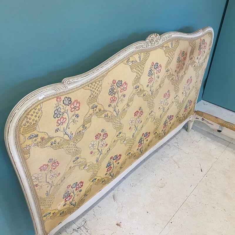 King Size (5'6") French Antique Upholstered Bed For Sale at 1stDibs