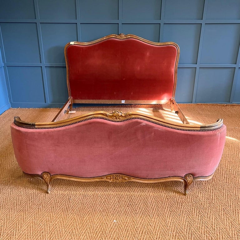 King Vintage French Upholstered Bed at 1stDibs