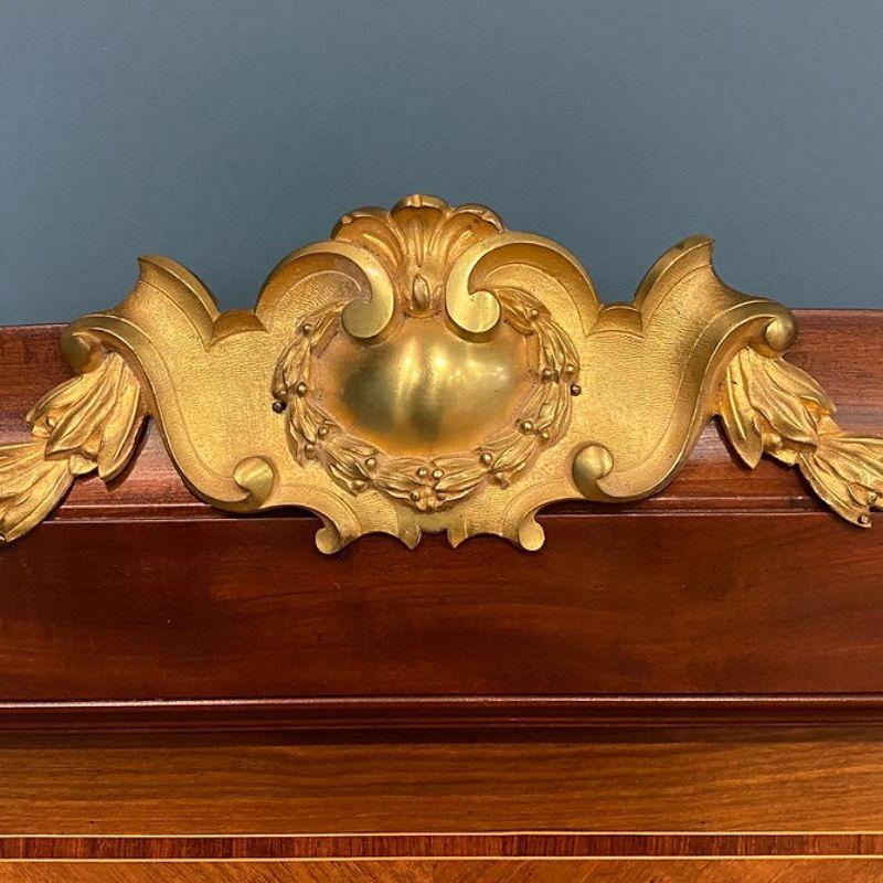 Louis XVI King Size (5') Antique French Walnut Wooden Bed, Ormolu Mounts, Louis XV1 Style